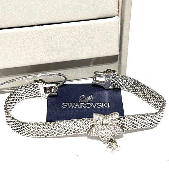 💫 Swarovski Silver Mesh Bracelet w/ Crystal Star Charm – Celestial Sparkle! 💫 - Picture 5 of 13